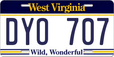 WV license plate DYO707