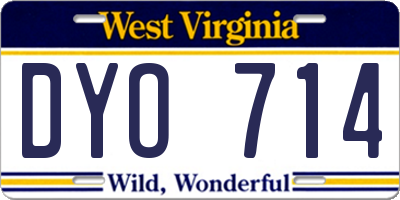 WV license plate DYO714