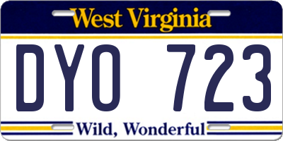 WV license plate DYO723