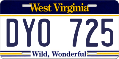 WV license plate DYO725