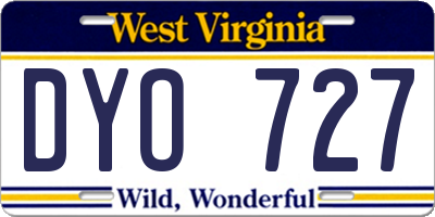 WV license plate DYO727