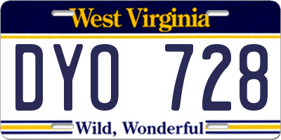 WV license plate DYO728