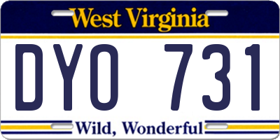 WV license plate DYO731