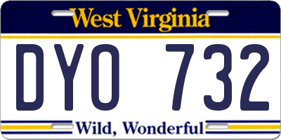 WV license plate DYO732