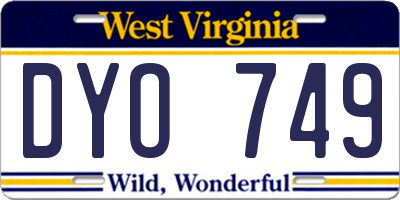 WV license plate DYO749