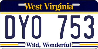 WV license plate DYO753