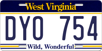 WV license plate DYO754