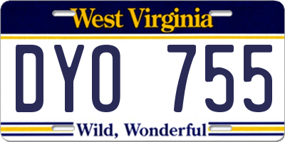WV license plate DYO755