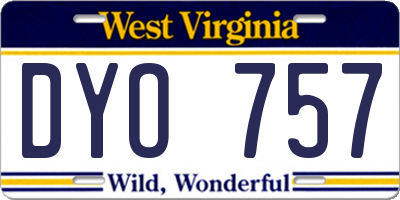 WV license plate DYO757