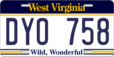 WV license plate DYO758