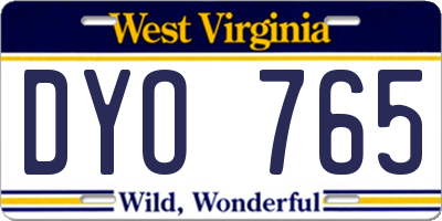WV license plate DYO765