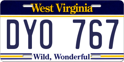 WV license plate DYO767