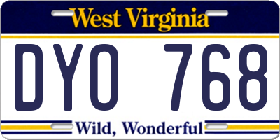 WV license plate DYO768