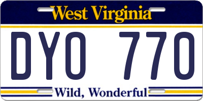 WV license plate DYO770