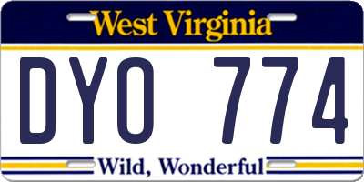 WV license plate DYO774