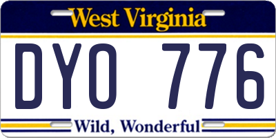 WV license plate DYO776