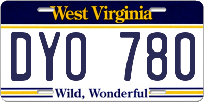 WV license plate DYO780