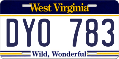 WV license plate DYO783