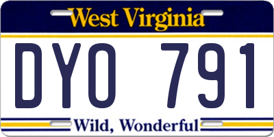 WV license plate DYO791