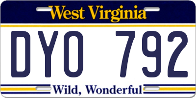 WV license plate DYO792