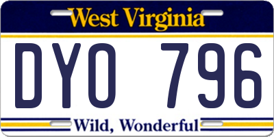 WV license plate DYO796