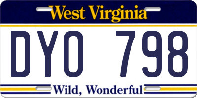 WV license plate DYO798