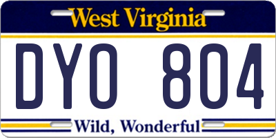 WV license plate DYO804
