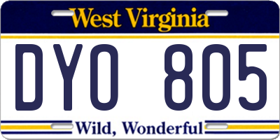 WV license plate DYO805