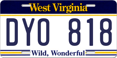 WV license plate DYO818