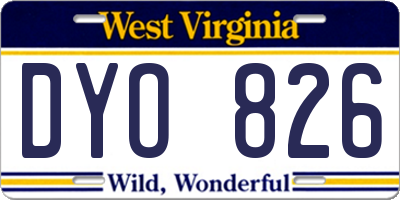 WV license plate DYO826