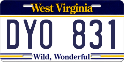 WV license plate DYO831