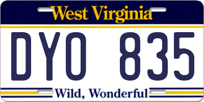 WV license plate DYO835