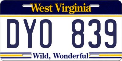 WV license plate DYO839