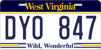 WV license plate DYO847