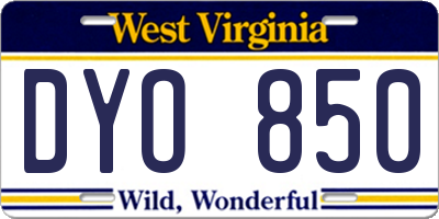 WV license plate DYO850