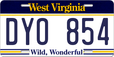 WV license plate DYO854