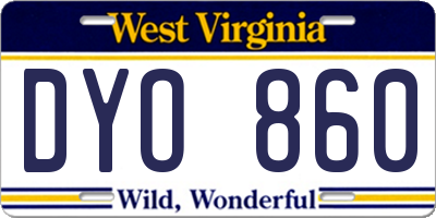 WV license plate DYO860