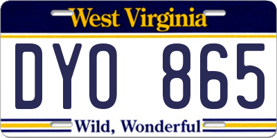WV license plate DYO865