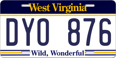 WV license plate DYO876
