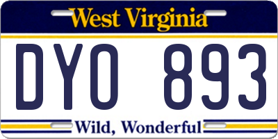 WV license plate DYO893