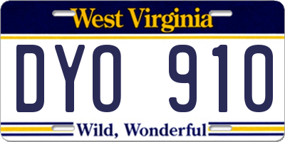 WV license plate DYO910