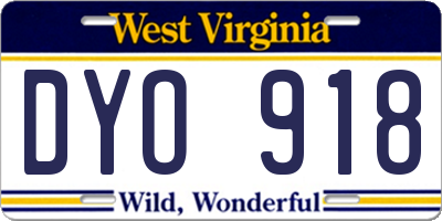 WV license plate DYO918
