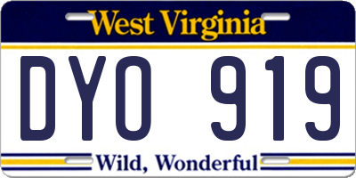 WV license plate DYO919