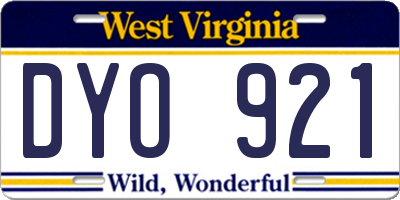 WV license plate DYO921