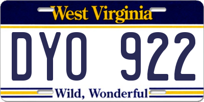 WV license plate DYO922