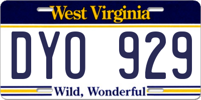 WV license plate DYO929
