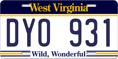 WV license plate DYO931