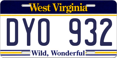 WV license plate DYO932
