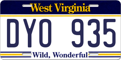 WV license plate DYO935