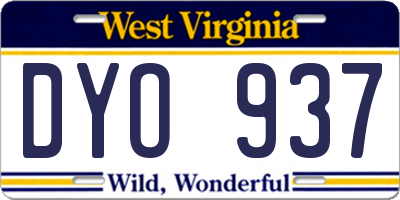 WV license plate DYO937